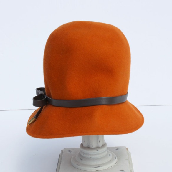 Orange Wool Cloche Hat a